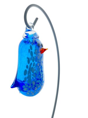 Medium Blue and White Penguin Ornament Side View2